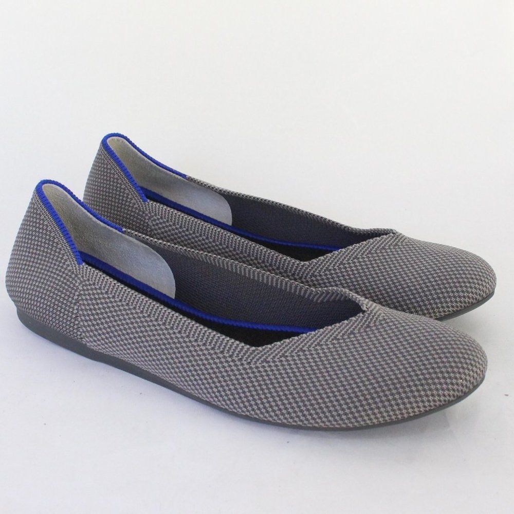 Rothys The Flats Grey Birds Eye Knit Shoes Size 7.5 Slip On Ballet Shoes